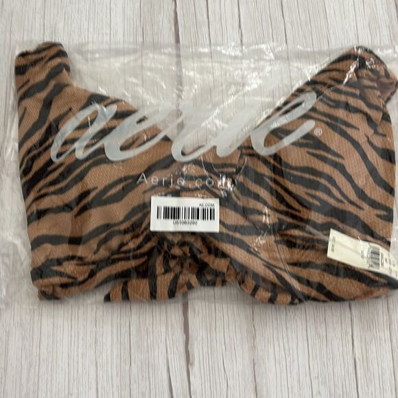 NWT Aerie Pique Animal Print Triangle Bikini Top - Picture 5 of 9